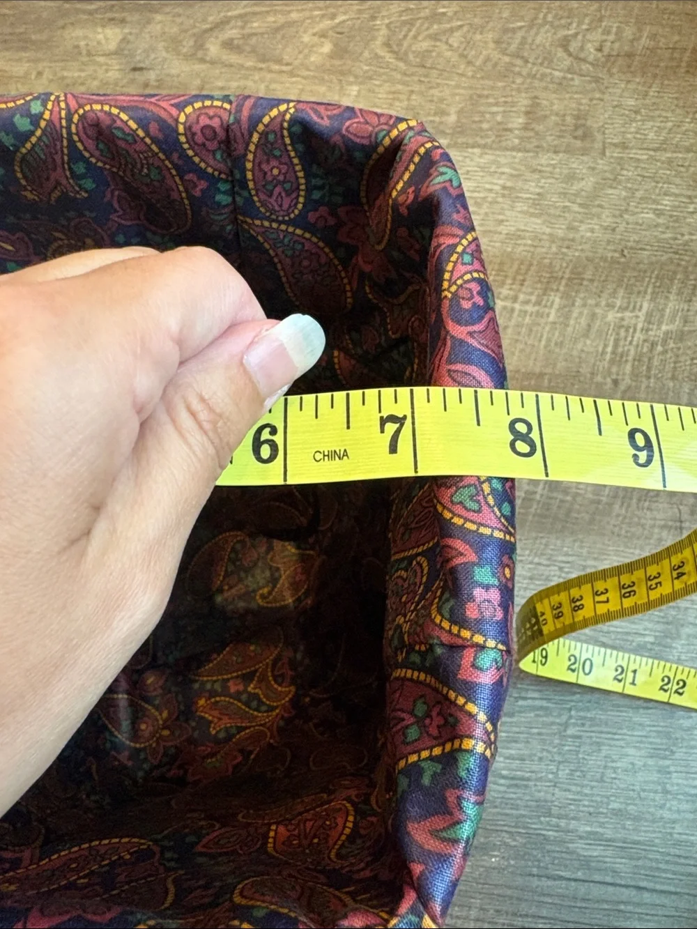 Longaberger Small Waste Basket 1996 Paisley Fabric Liner 10”H READ
